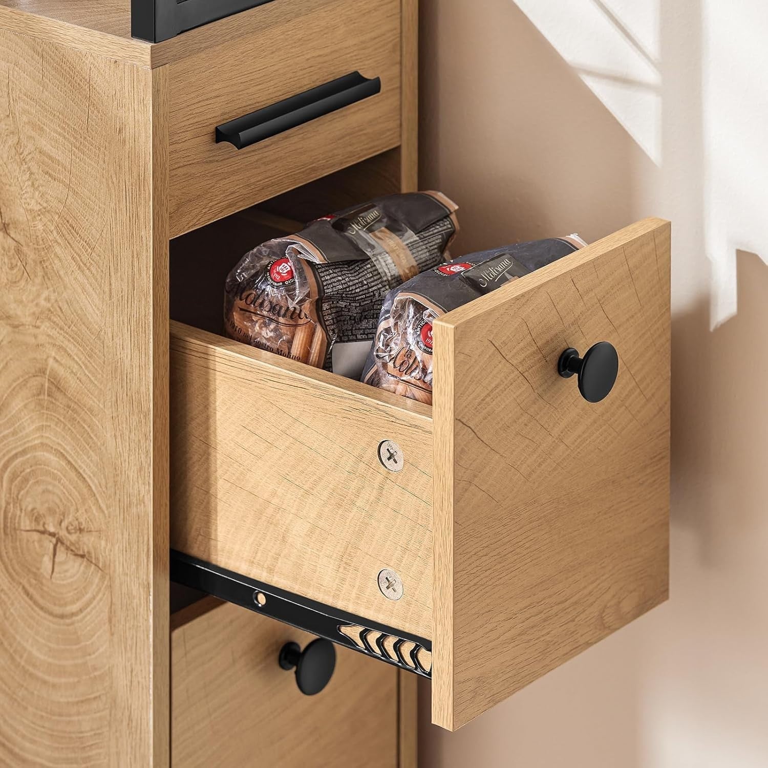 Slim Tall Kitchen Trolley, 3 Drawers & Shelves, Mobile Storage W20xD40xH170cm