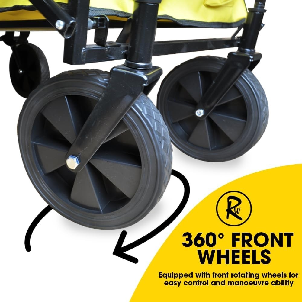 Foldable Garden Trolley Cart 200kg Heavy Duty Utility Wagon All Terrain Yellow