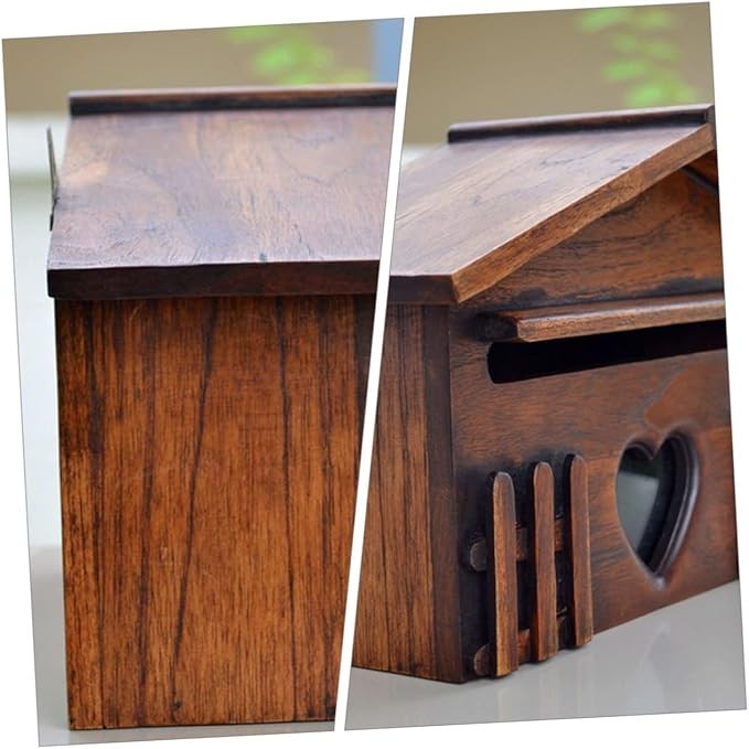 Wall Mounted Wooden Suggestion Box Light Brown | Lockable Mail Organizer