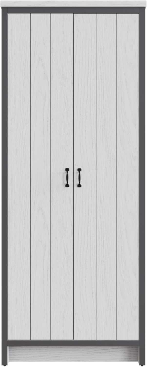 White 2 Door Wardrobe with Hanging Rails & Shelf Storage - Compact Bedroom