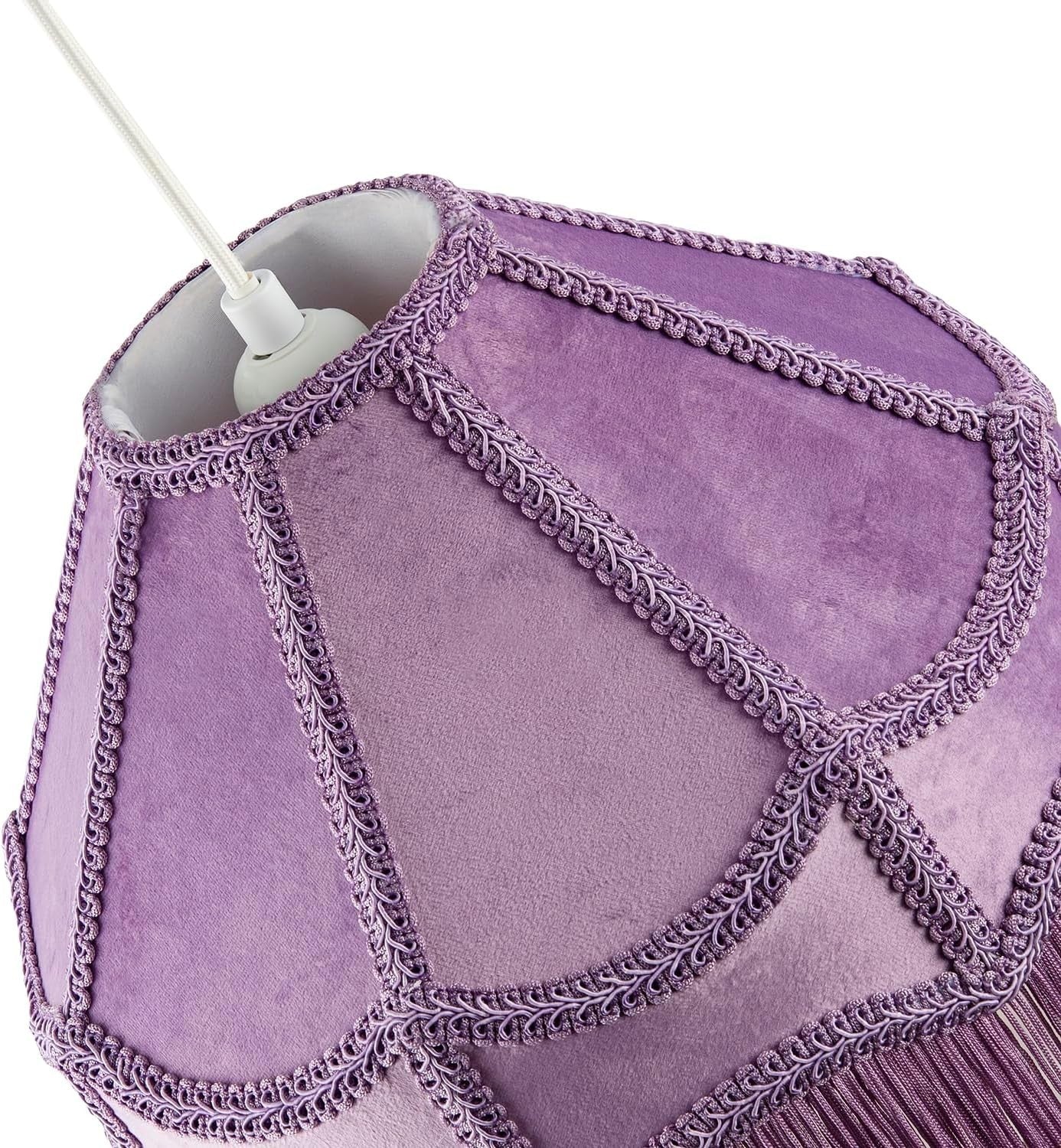 Victorian Empire Velvet Lampshade Lilac Tassel Pendant 30cm