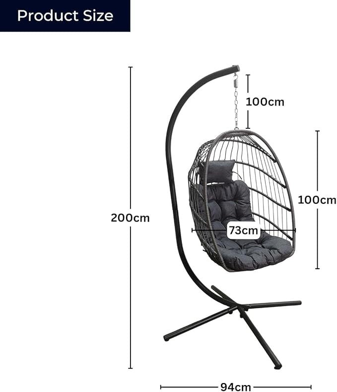 Luxury Rattan Hanging Egg Chair w/ Stand & Waterproof Cover – Swing Seat