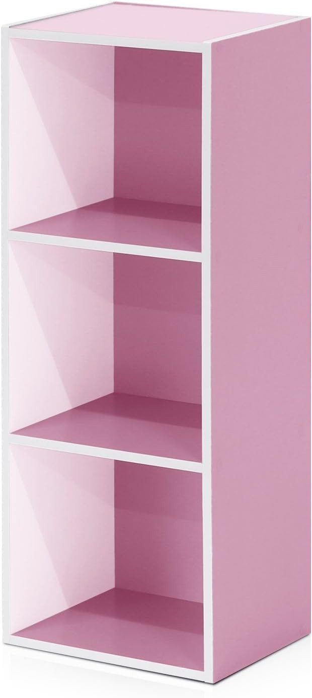 3 Cube Wooden Bookcase Small Storage Shelf Compact Organizer Bookshelf Pink