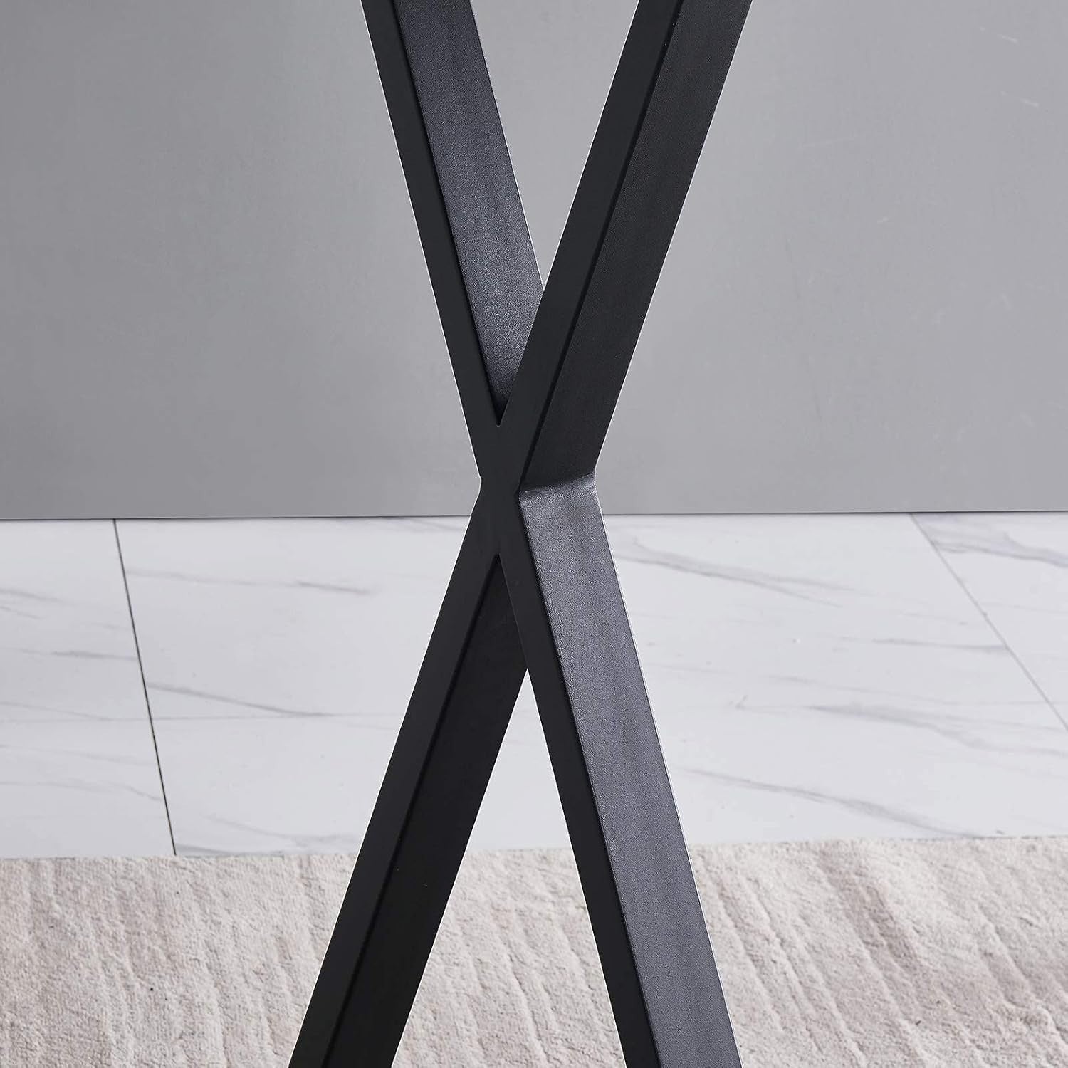 Grey Marble Effect Breakfast Bar Table with Metal Legs – Modern Counter Dining