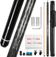 58" Adjustable Pool Cue 19oz–21oz Canadian Maple 3 in 1 Pro Stick Set
