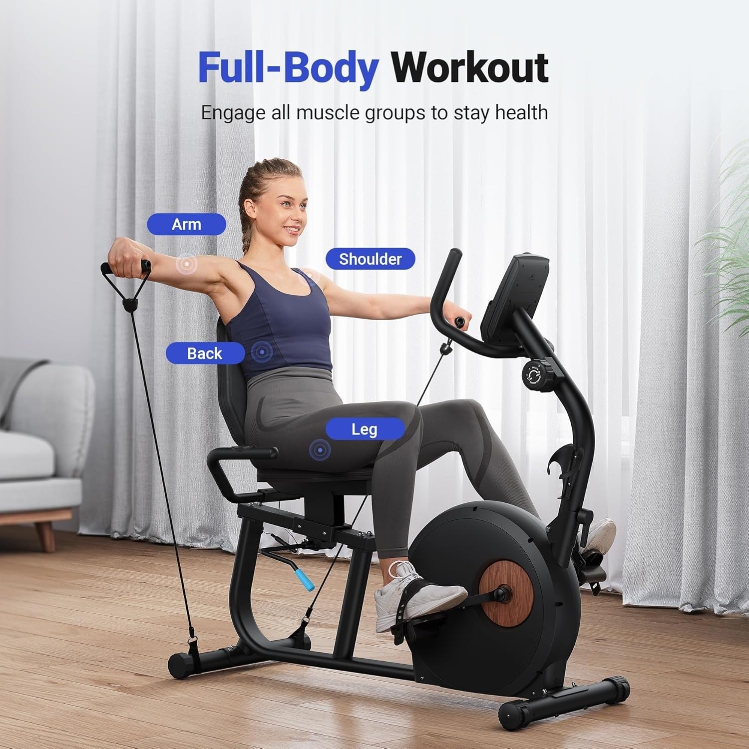 Recumbent Exercise Bike Bluetooth App LCD Heart Rate Quiet Magnetic Home Gym