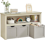 Kids Toy Storage Cabinet with Wheels 3 Drawer Organiser Sand Beige 102x30x60cm