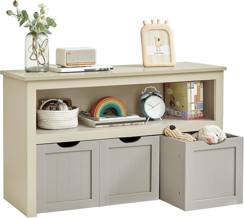 Kids Toy Storage Cabinet with Wheels 3 Drawer Organiser Sand Beige 102x30x60cm