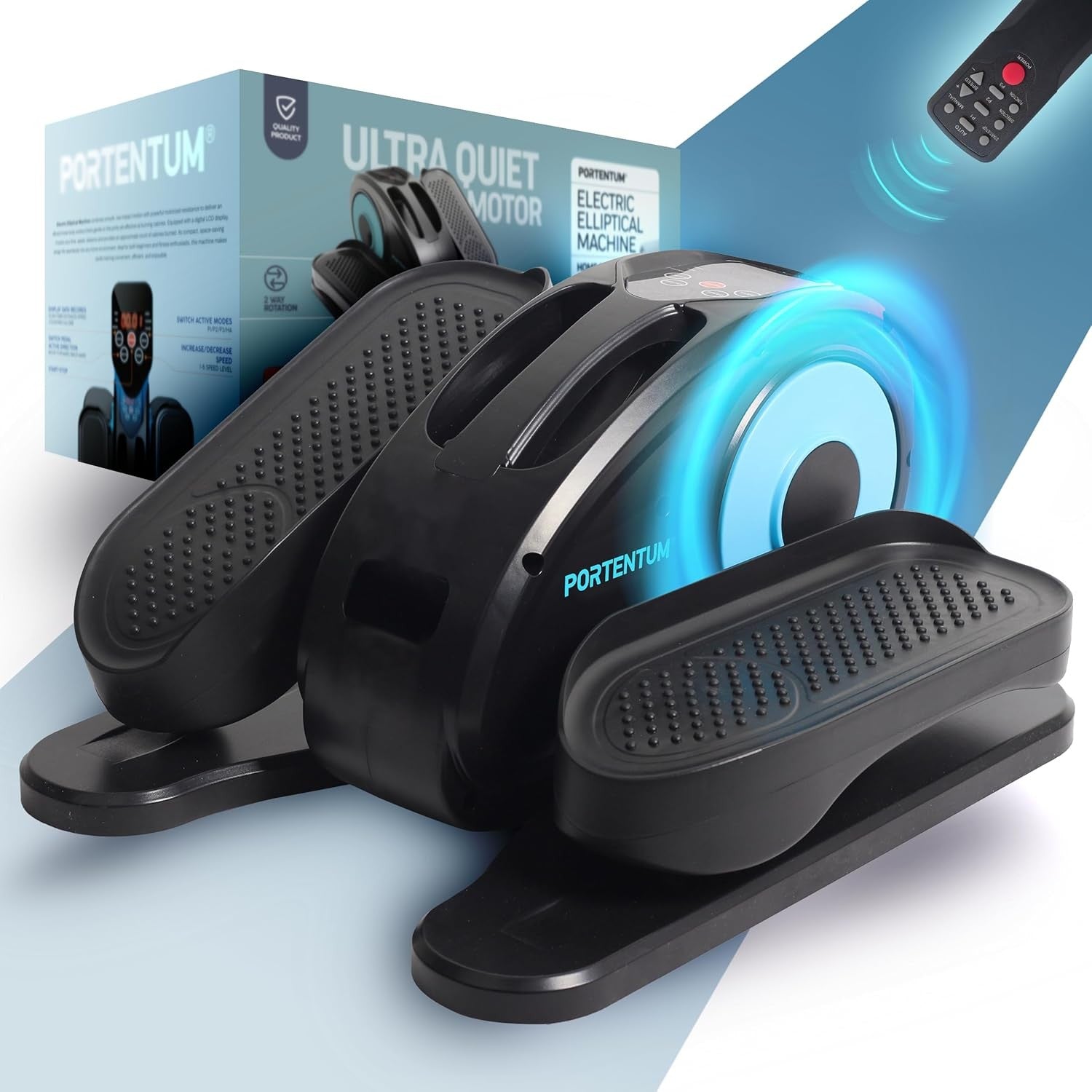 Electric Under Desk Elliptical Pedal Exerciser Quiet Remote Seated Leg Trainer