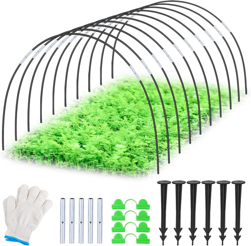 30pcs Garden Hoops for Raised Beds Fiberglass Grow Tunnel Kit with Clips & Pegs