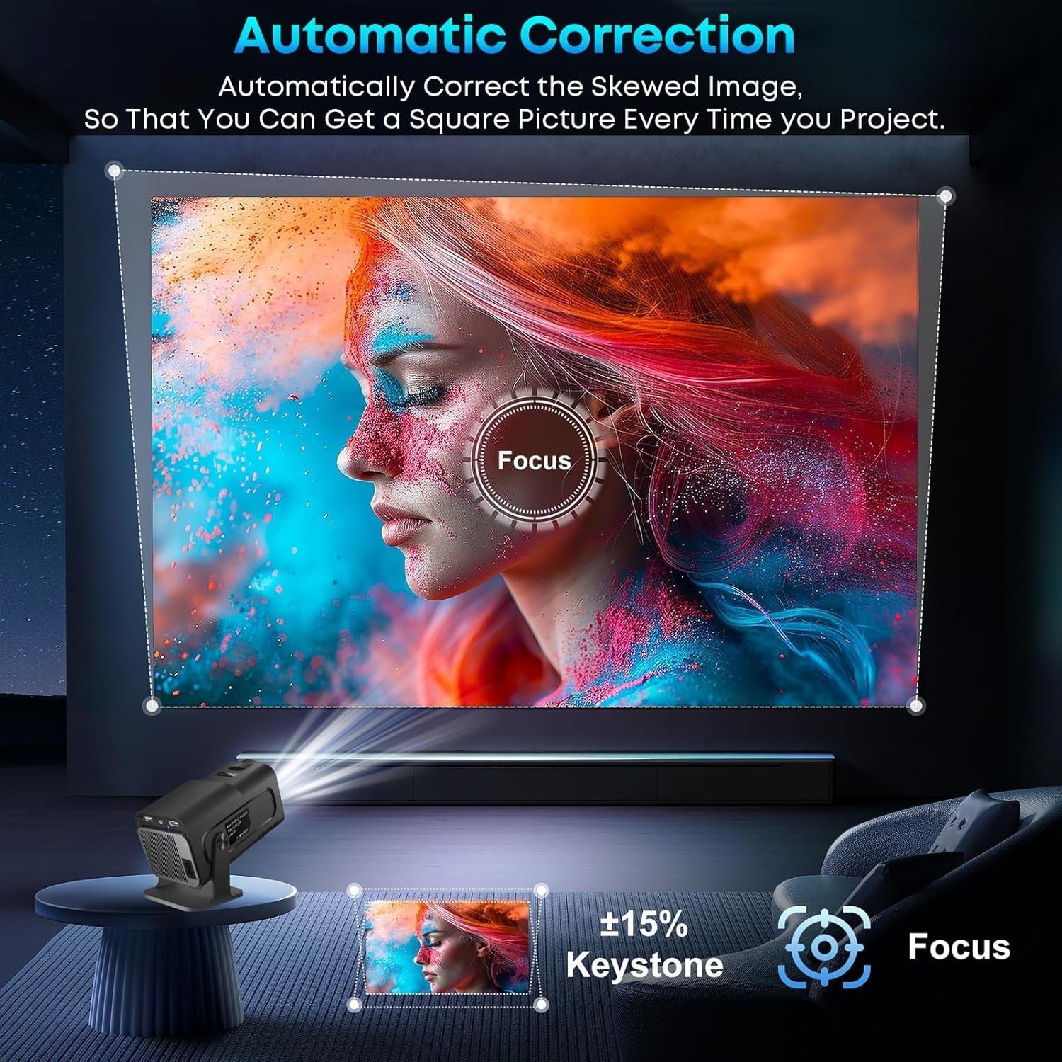 Mini Smart Projector 4K Ready WiFi 6 Bluetooth Netflix 180° Stand