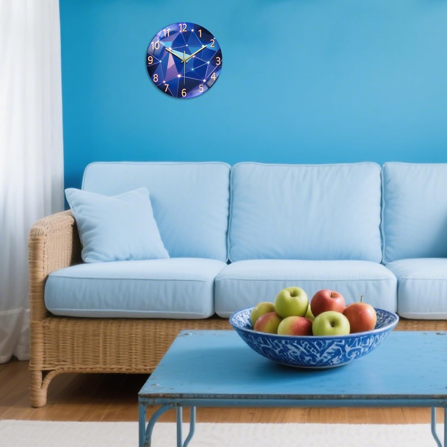 30cm Geometric Pattern Wall Clock – Silent Non-Ticking Modern Glass Design