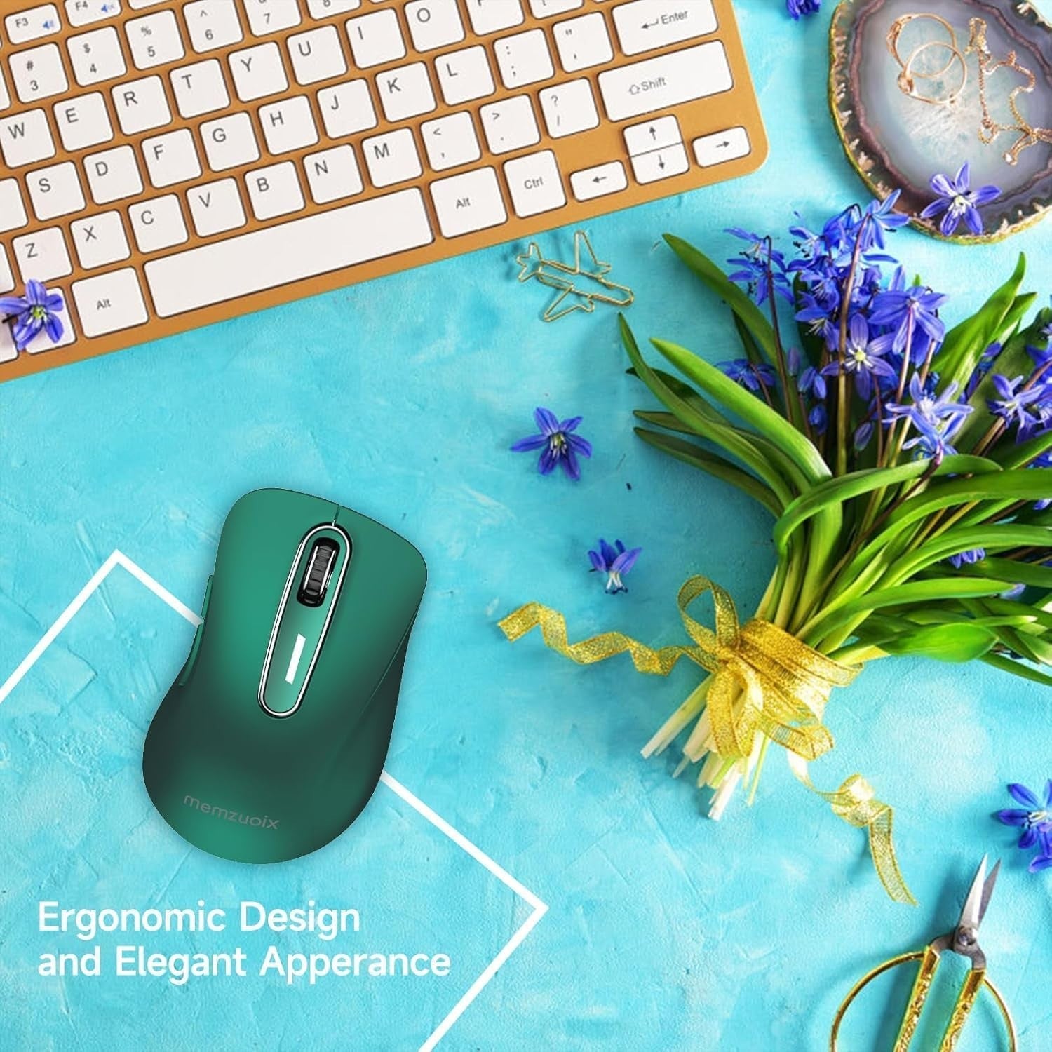 Dark Green Wireless Mouse 1400 DPI USB 2.4G 5-Button Laptop PC