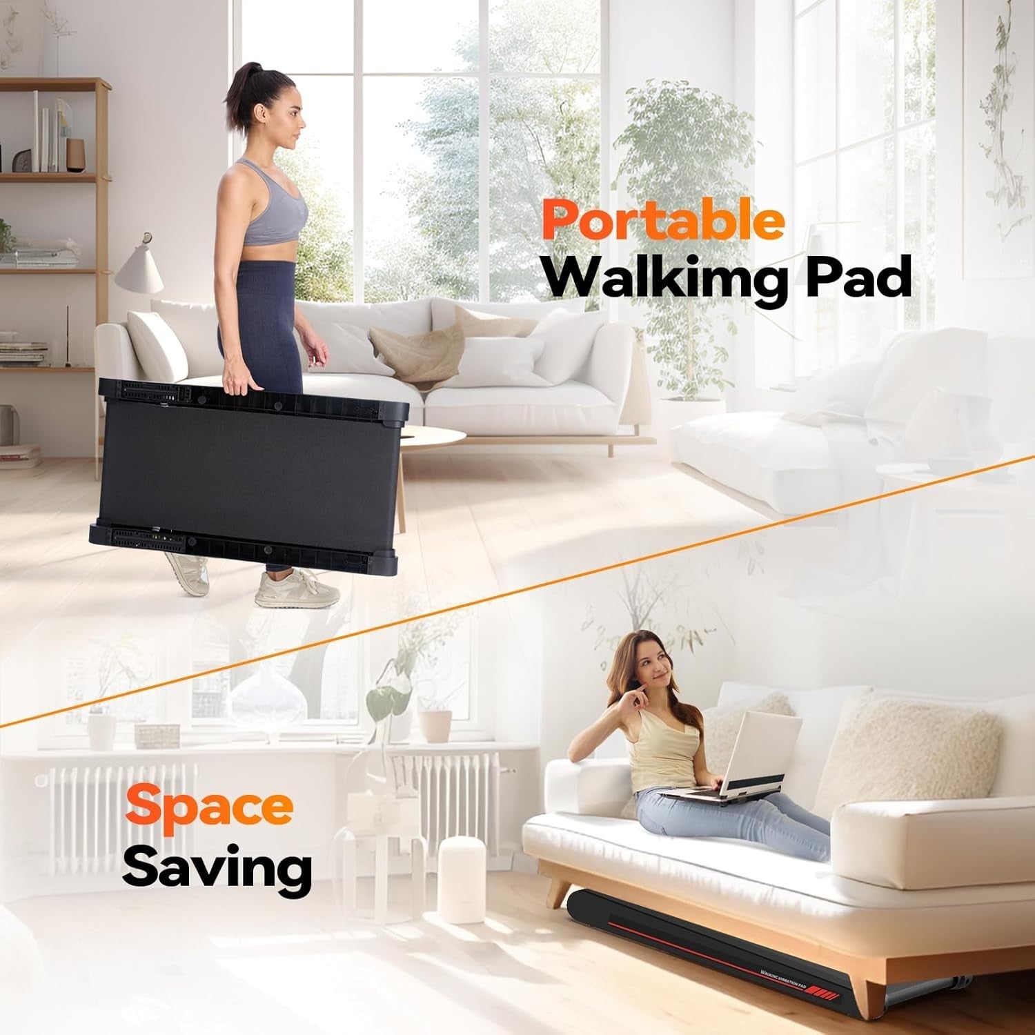 Under Desk Walking Pad Treadmill with Vibration, App & Remote, Home Office