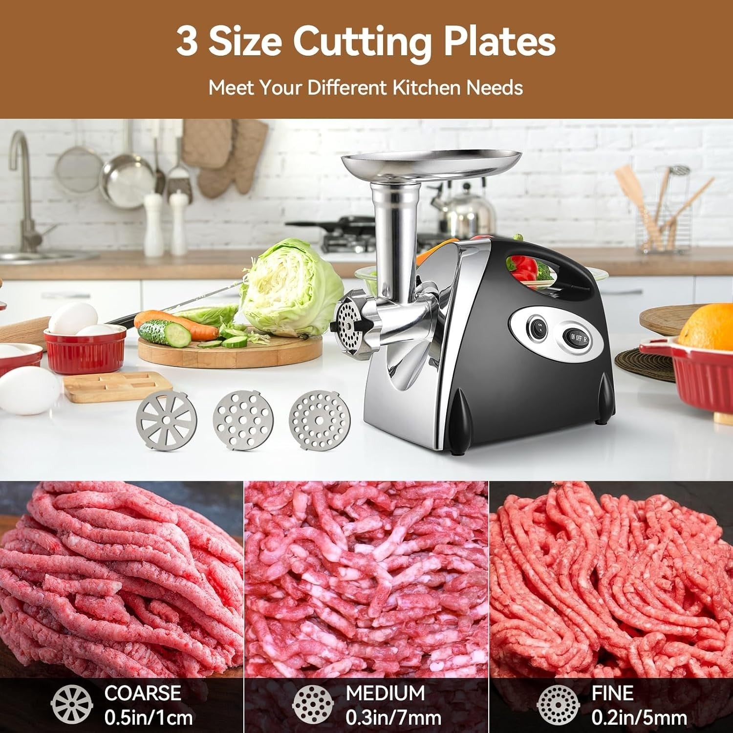 2800W Electric Meat Grinder Meat Mincer Sausage Maker 3 Grinding Plates