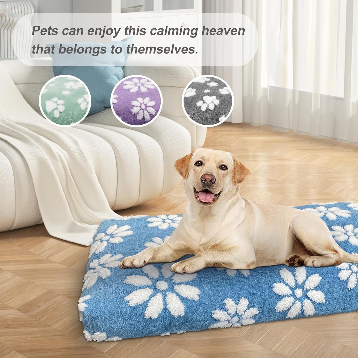 30x20in Dog Bed Washable Crate Mattress Blue Flower