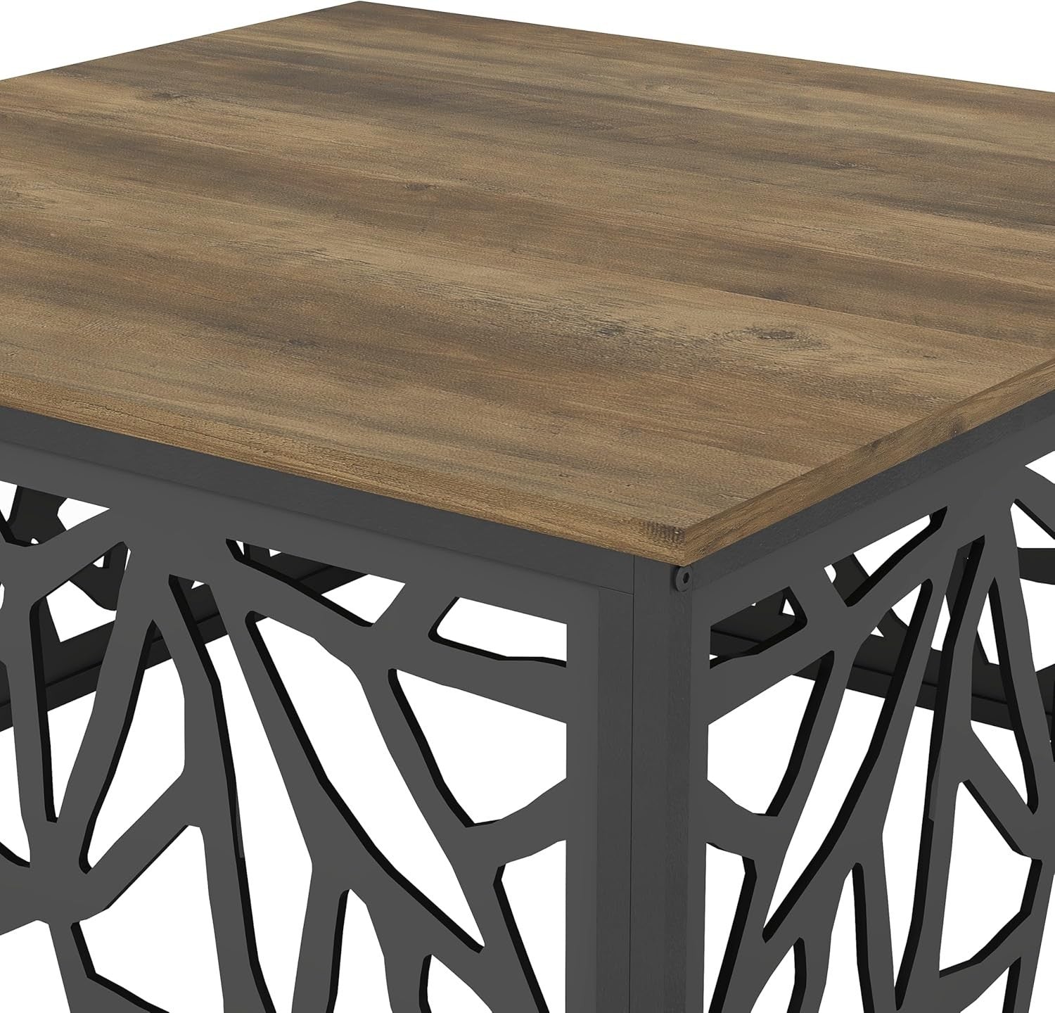 Modern Square Coffee Table with Metal Frame & Storage Shelf 80x80x40cm