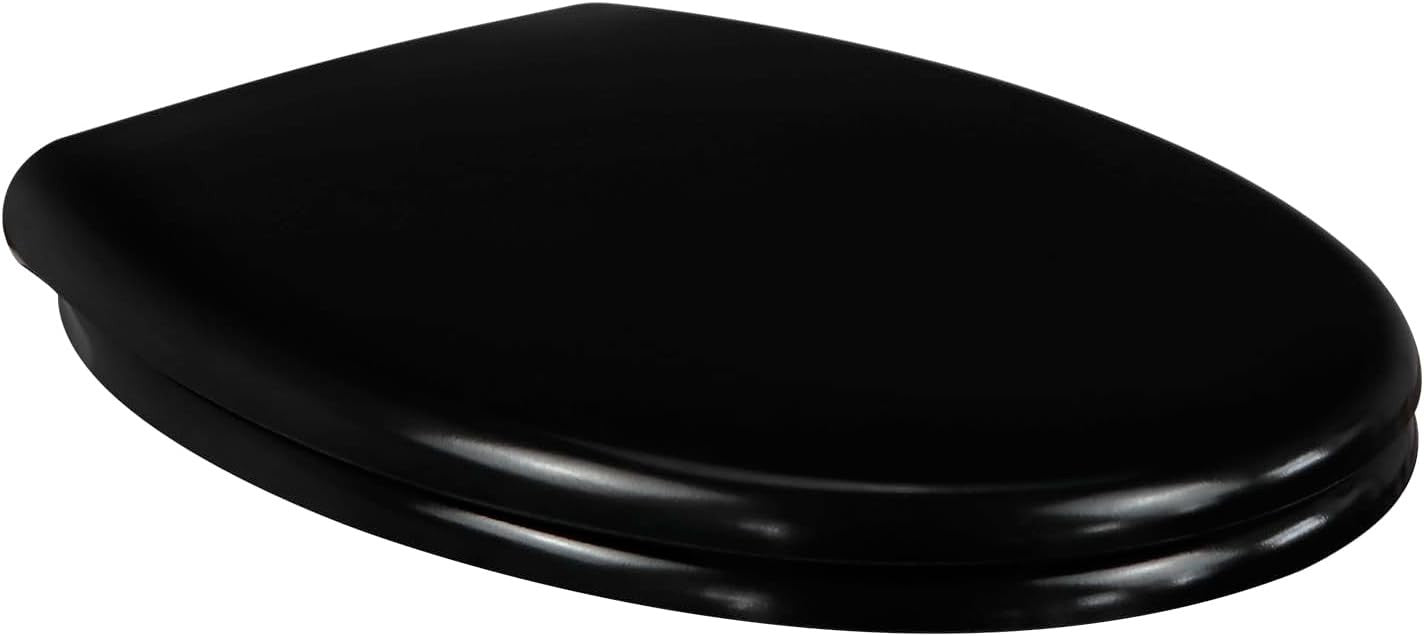 Black Duroplast Toilet Seat Soft Close Quick Release Top Fix 45x37cm