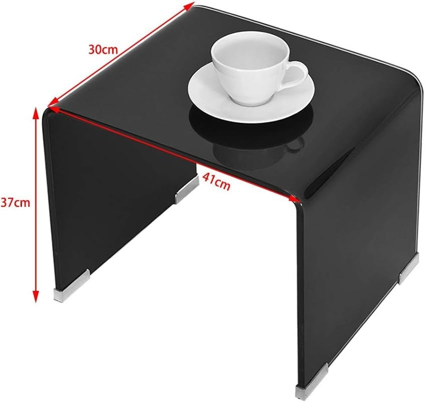 Black Glass Nesting Coffee Table Set Modern Space Saving Rectangular End Side