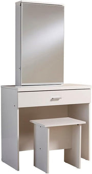 White Modern Dressing Table Set Mirror Stool Storage Makeup Vanity Desk
