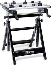 Foldable Mobile Workbench Height Adjustable 77–107cm Angle Tilt Work Table 100kg