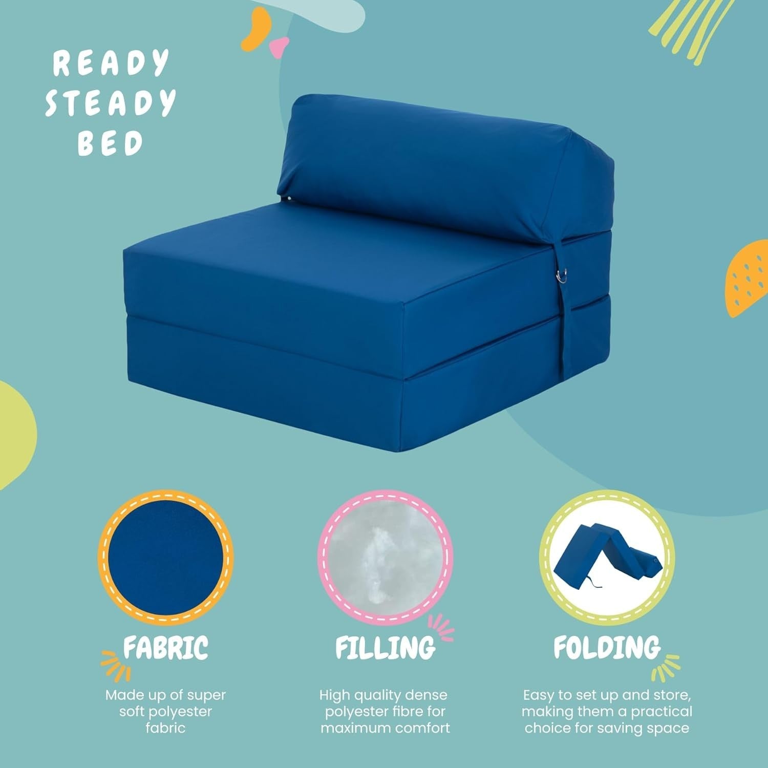 Single Folding Z Bed Chair Sofa Mattress Guest Futon Seat Waterproof