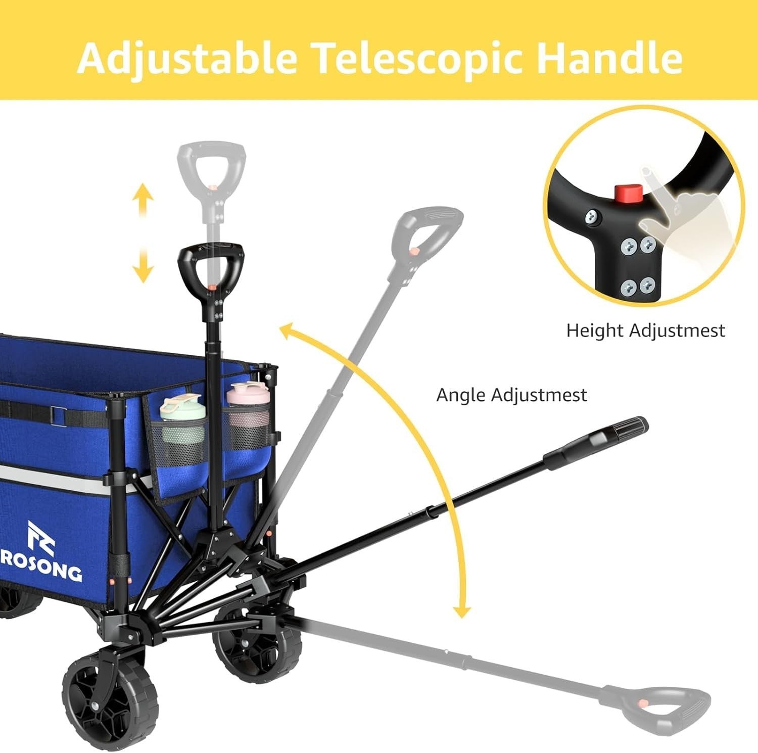 Foldable Collapsible Wagon Cart Heavy Duty Outdoor Utility Trolley with Wheels