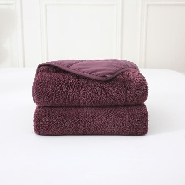 Weighted Blanket 7lbs Plum Reversible Fleece Huggy Anxiety Relief