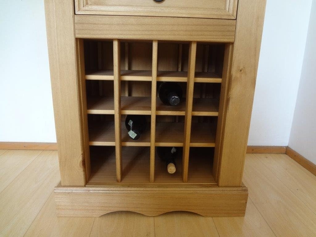 Tall Wooden Wine Rack Cabinet 16 Bottle Storage with Drawer & Shelves Home Bar