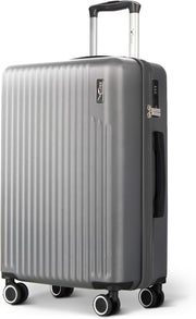 24in Checked Travel Suitcase ABS Hard Shell TSA Indent Lock Spinner