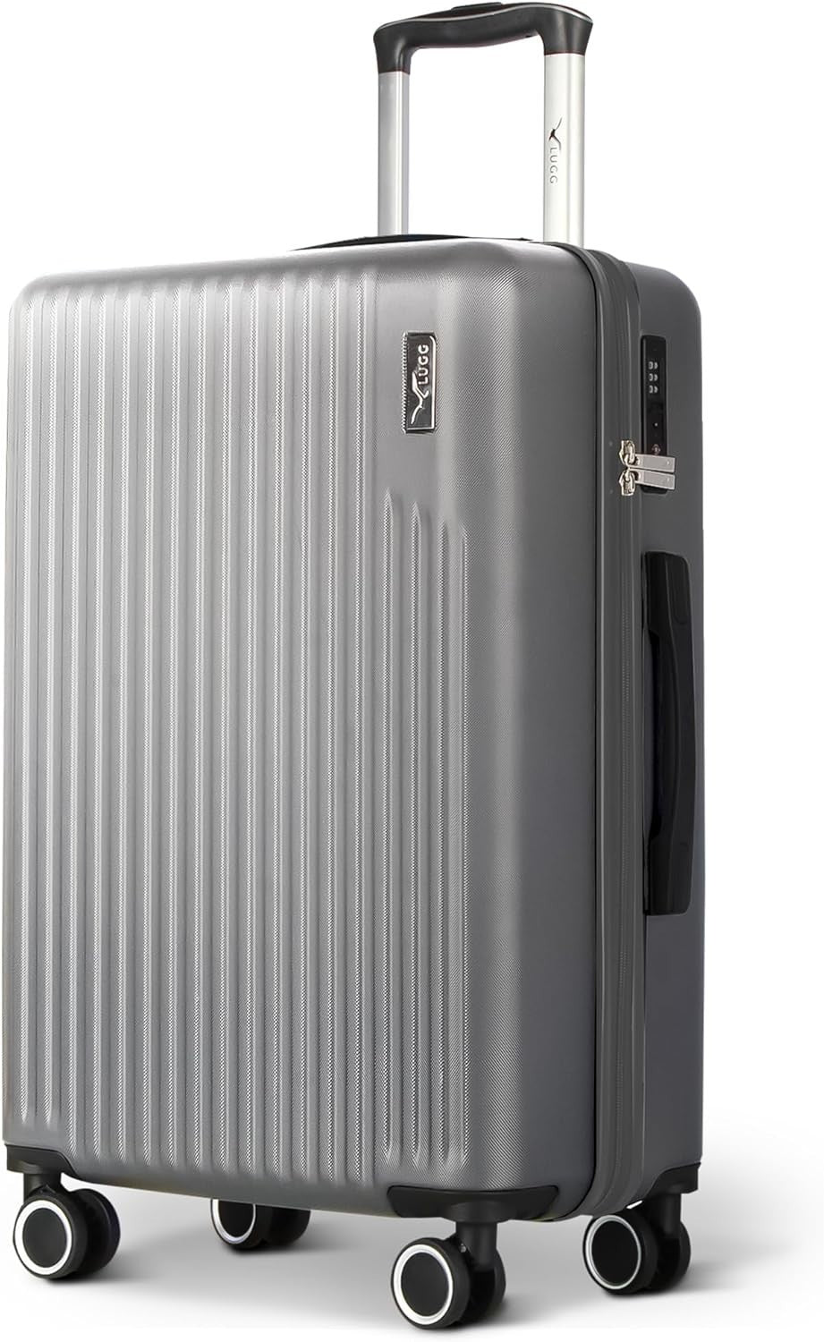 24in Checked Travel Suitcase ABS Hard Shell TSA Indent Lock Spinner