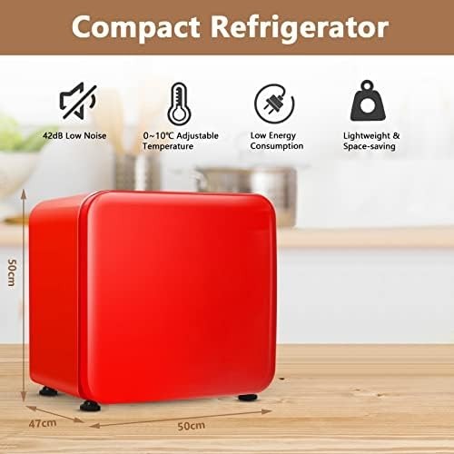 42L Red Costway Mini Fridge Tabletop Cooler LED Adjustable Shelves