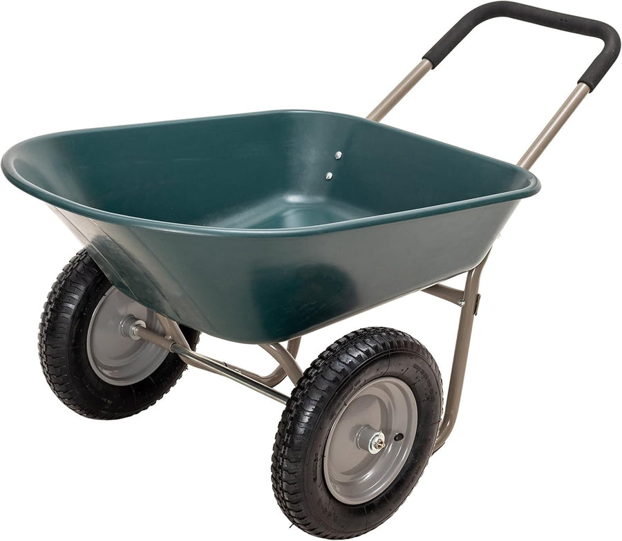 85L 2-Wheel Garden Wheelbarrow – Green – Pneumatic Tyres Heavy Duty 150kg Steel