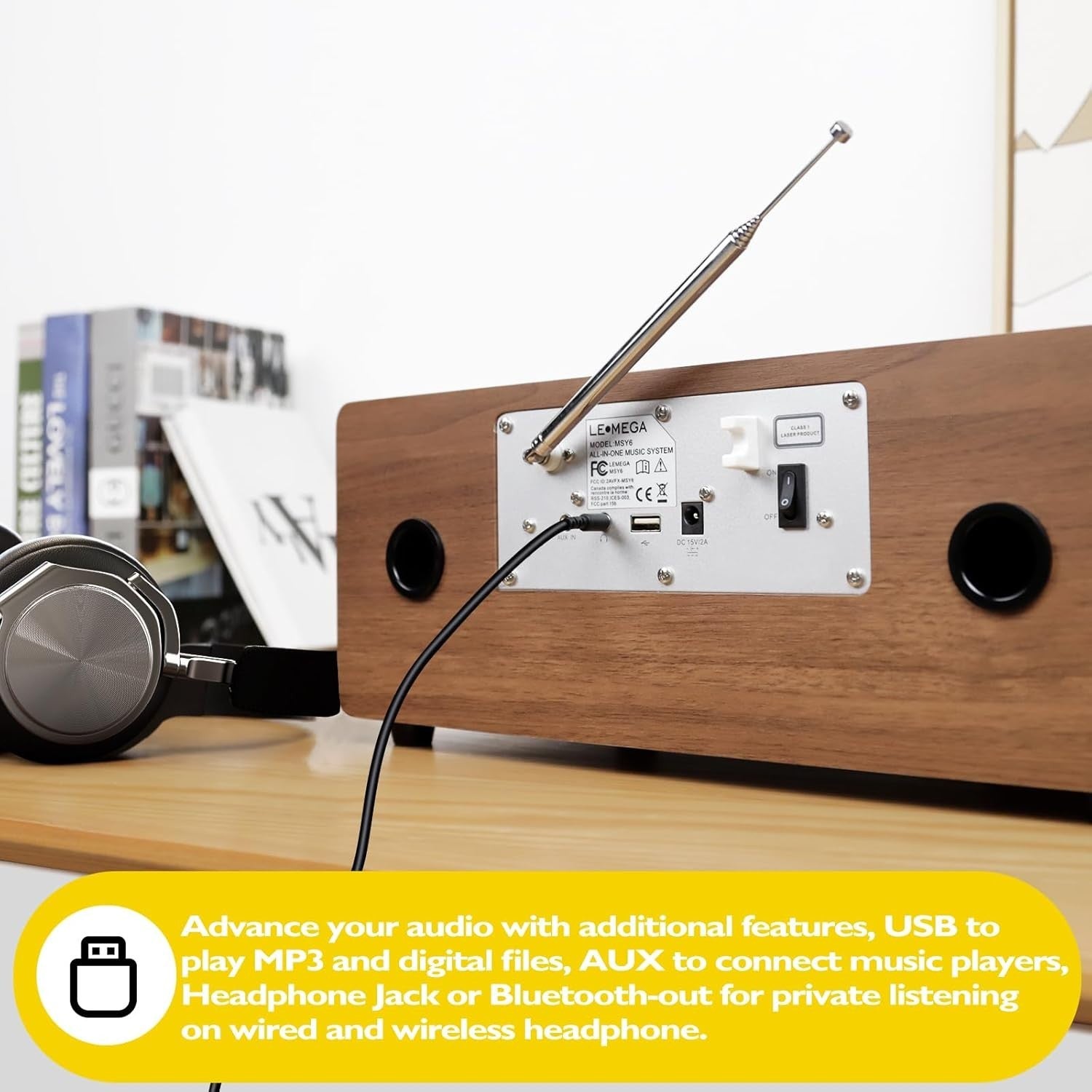CD Player Hi-Fi System DAB+ Bluetooth 100W Stereo Wood Cabinet