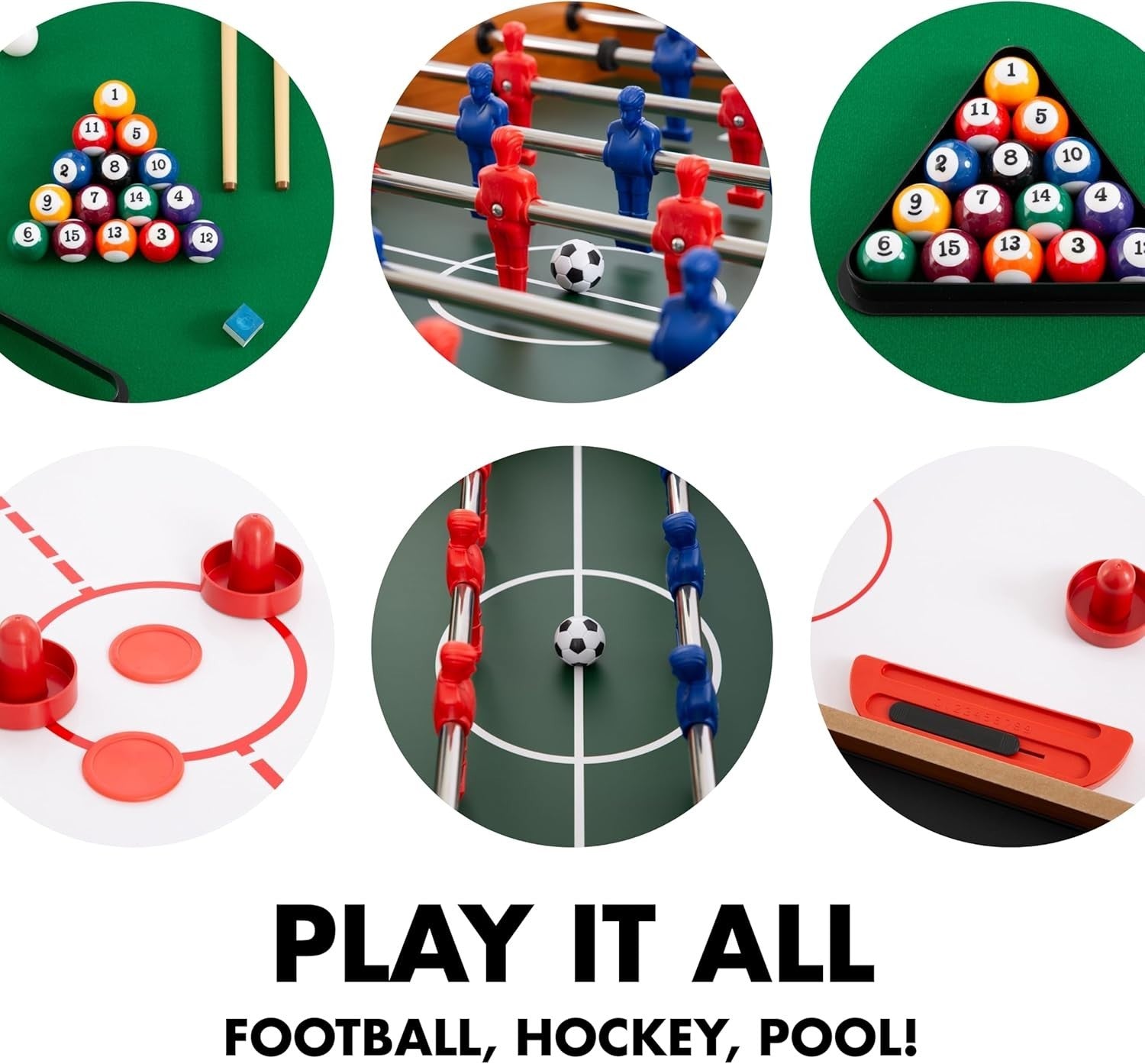 3 in 1 Sports Game Table Air Hockey Pool Football Kids Family Fun