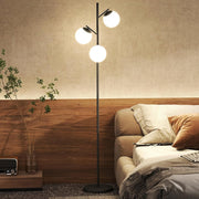 3 Light Tree Floor Lamp Black Modern Standing Lamp Globe Shades Living Room