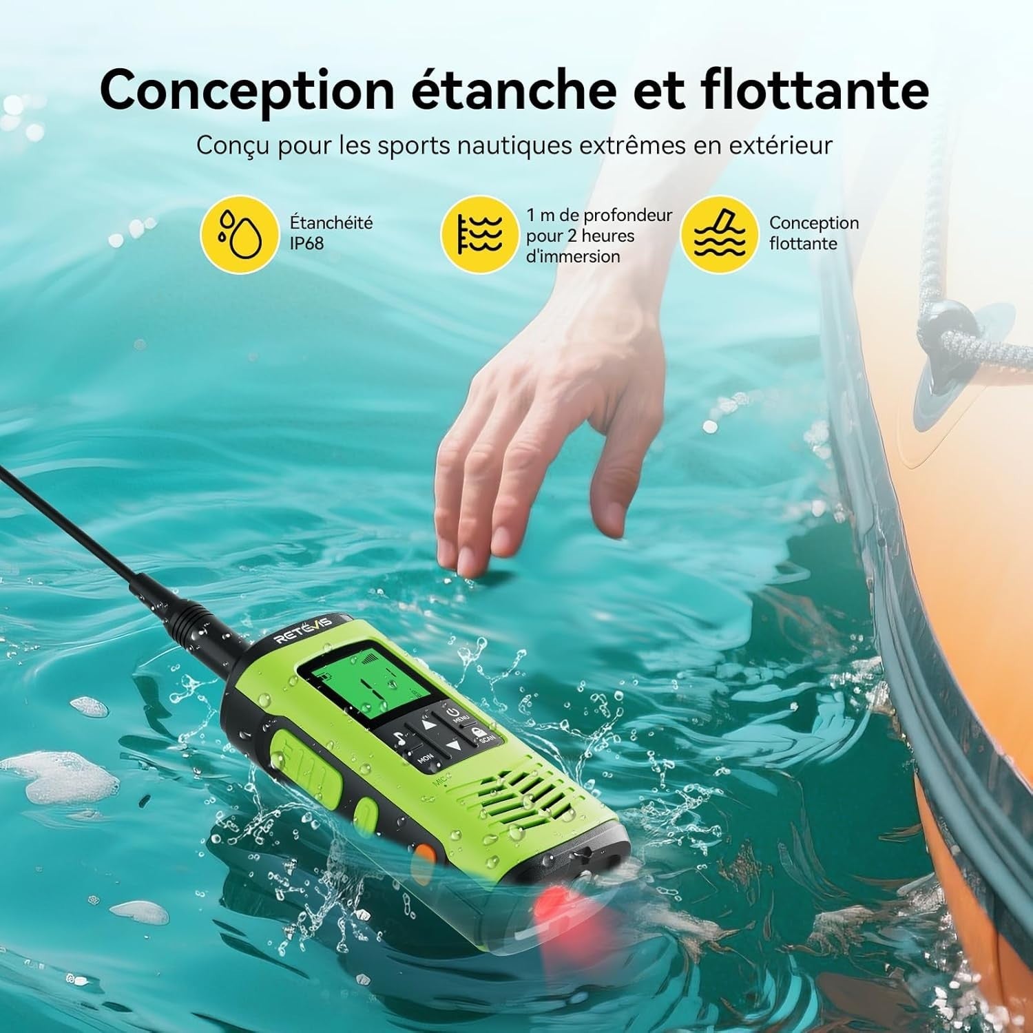 IP68 Waterproof Floating Walkie Talkies Rechargeable SOS Long Range Radio