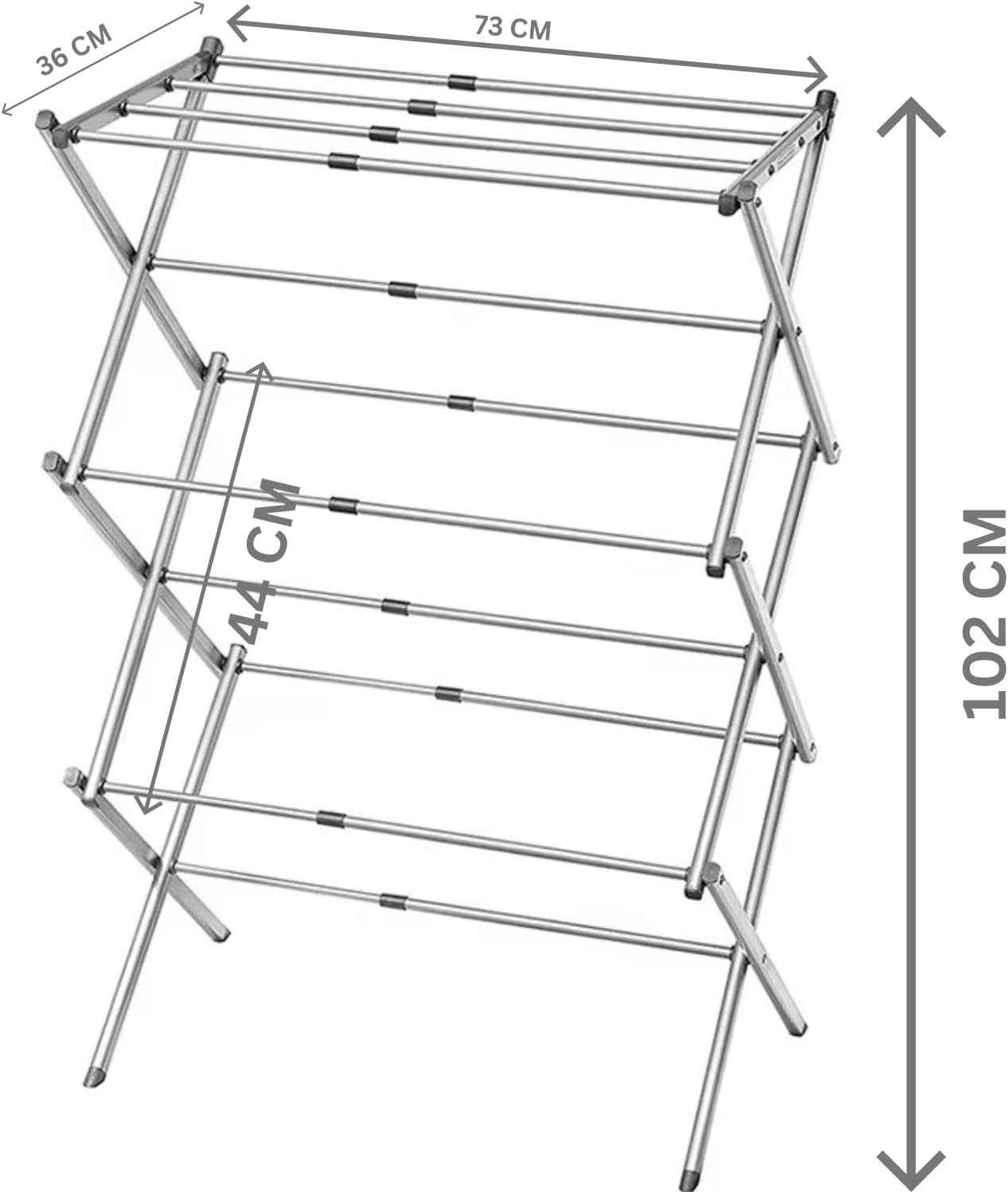 3 Tier Clothes Airer Drying Rack Foldable Adjustable Indoor Space Saving
