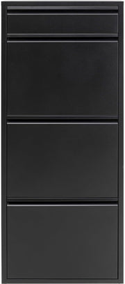 Slim Shoe Storage Cabinet Black Steel 4 Tier Tilt Drawer Hallway Unit