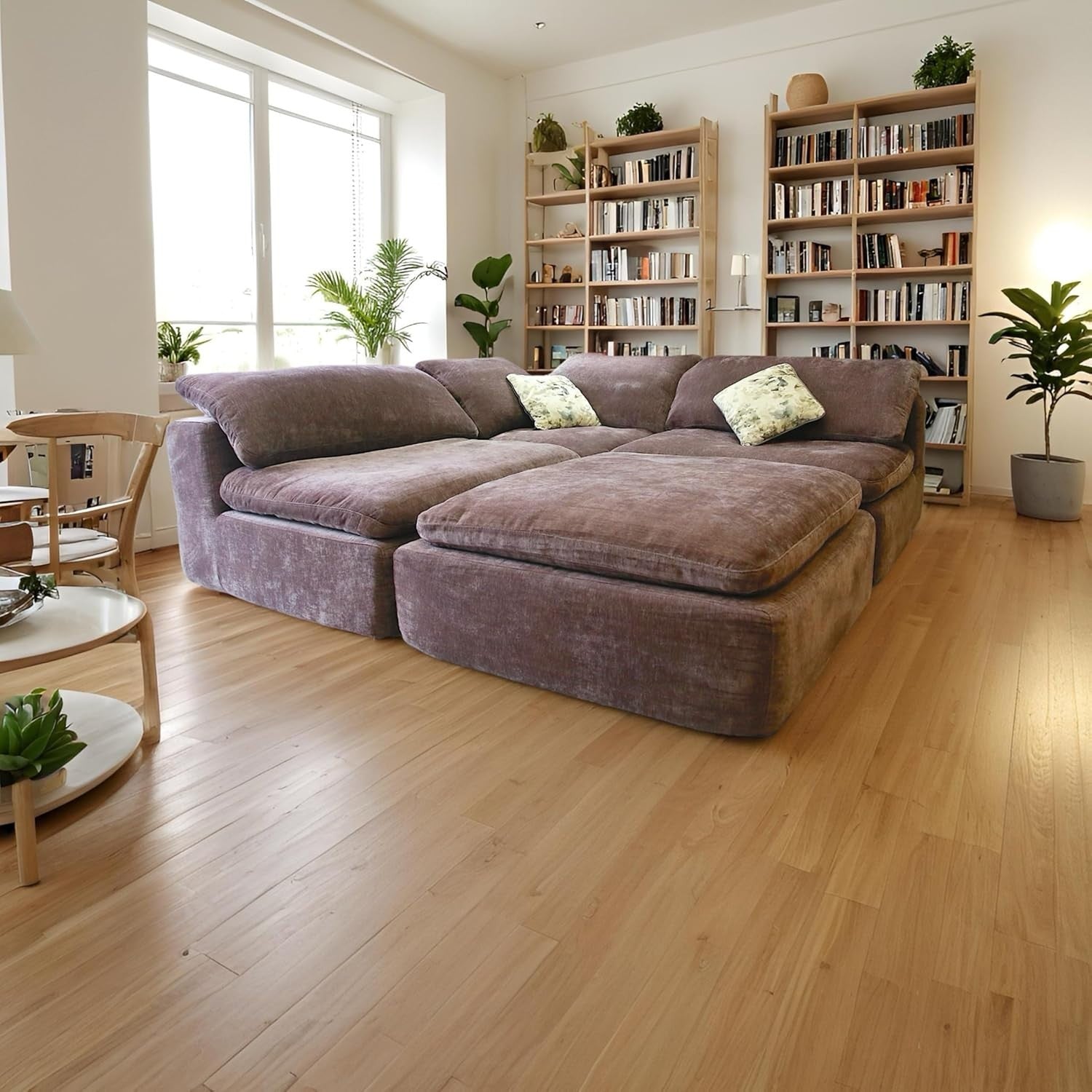 Modern L-Shaped 4-Seater Sectional Sofa with Chaise, Reversible Fabric Couch