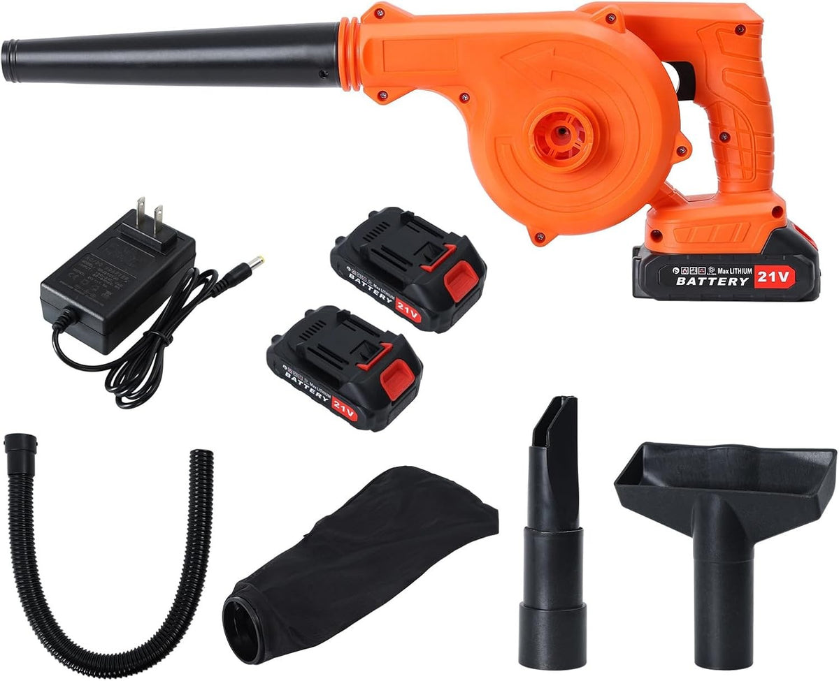 Cordless Leaf Blower 21V 2-in-1 Vacuum 12000RPM Dual Battery Garden Cleaner