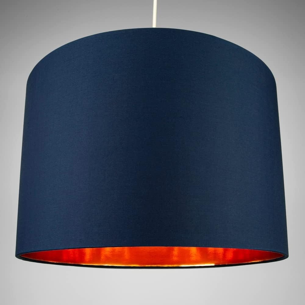 Midnight Blue Drum Lampshade 40cm Copper Inner Table Floor Pendant