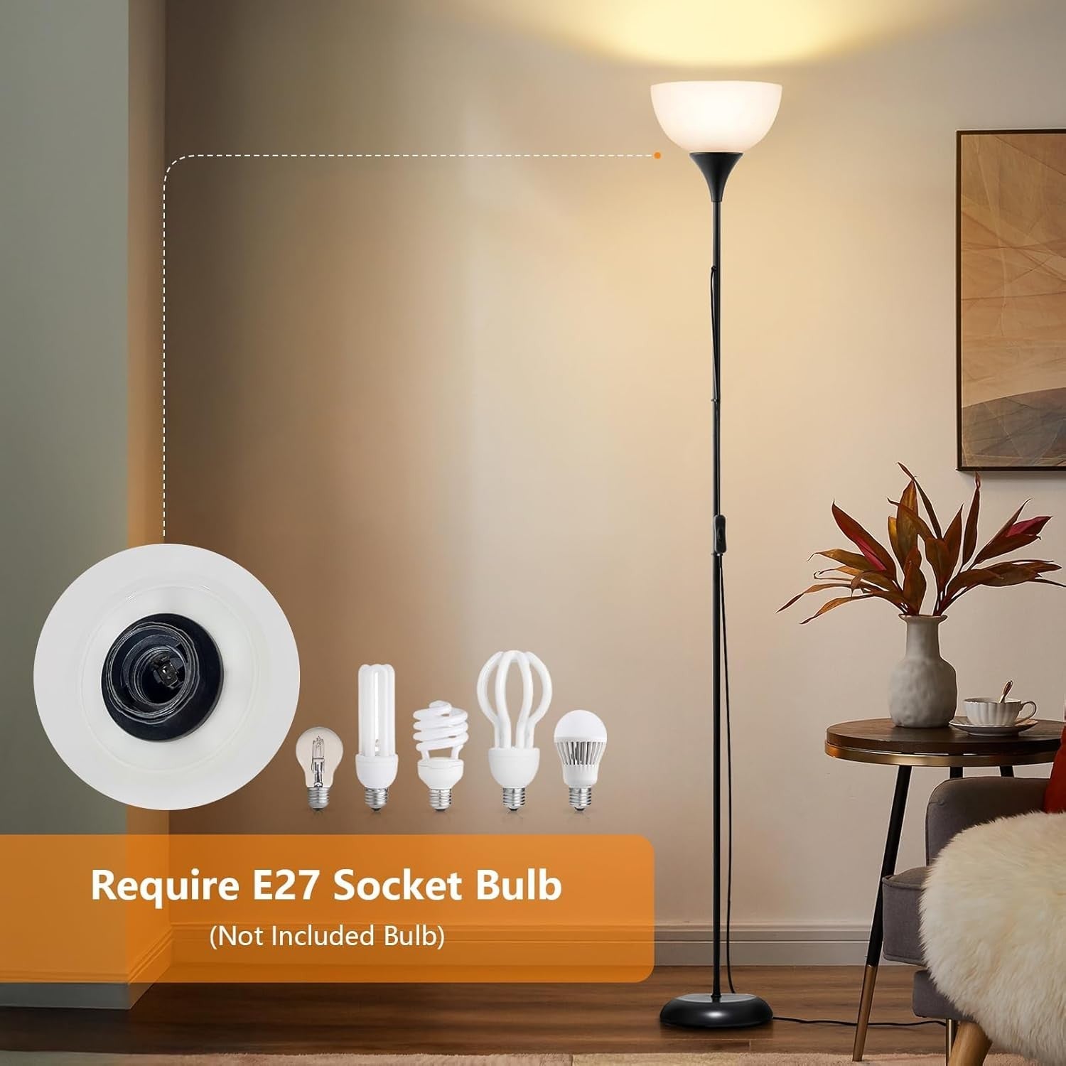 Dimmable Floor Lamp Remote Control Uplighter Standing Light Living Room