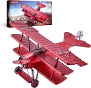 3D Metal Red Triplane Puzzle for Adults – Stainless Steel, No Glue, 162 Pieces