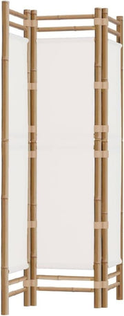 Cream Bamboo & Canvas Room Divider 120x180cm 3-Panel Folding Privacy Screen