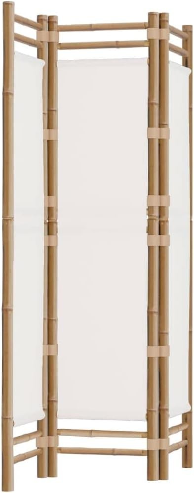 Cream Bamboo & Canvas Room Divider 120x180cm 3-Panel Folding Privacy Screen