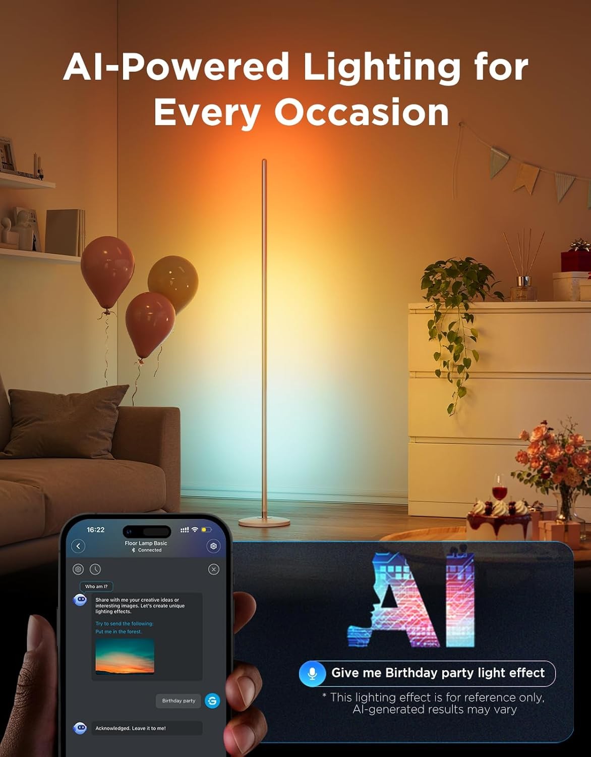 Smart RGBIC Corner Floor Lamp Music Sync App Control Ambient LED Light