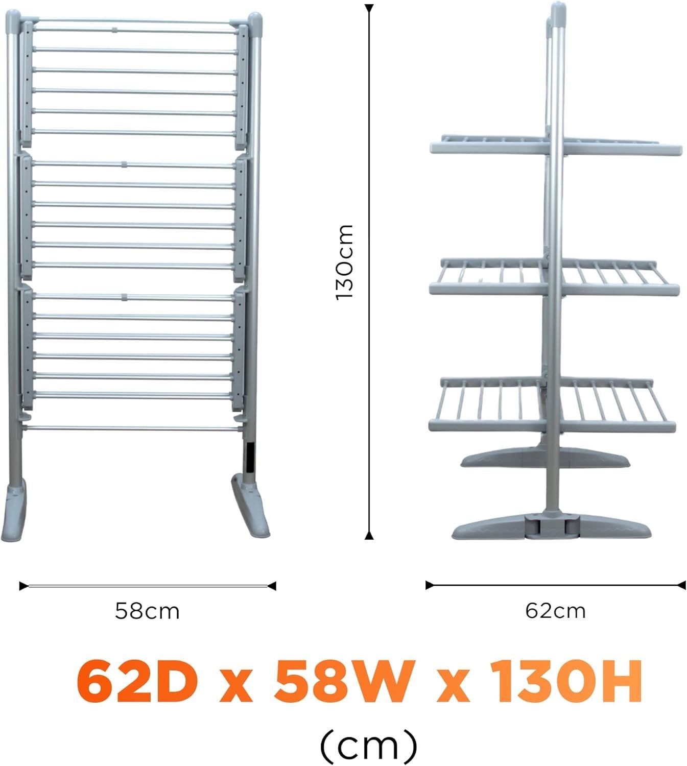 3 Tier Heated Clothes Airer Electric Folding Indoor Drying Rack 248W