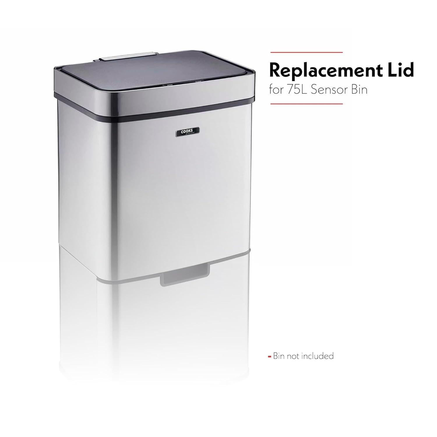 75L Recycling Bin Replacement Sensor Lid Battery Powered Silver