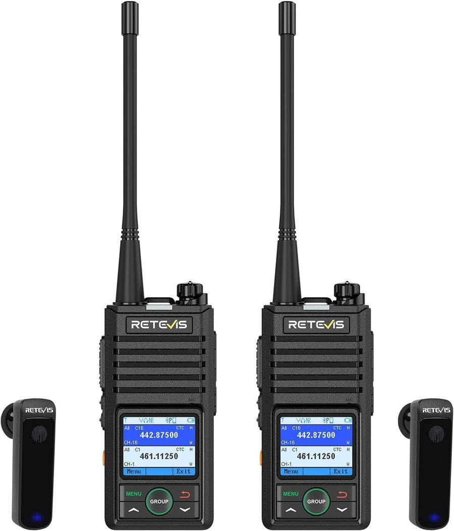 Bluetooth Walkie Talkies 2 Pack APP Control VOX Noise Cancel Headset